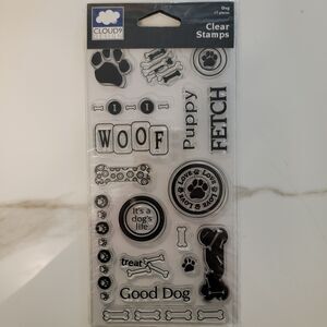 Fiskars Cloud 9 Design DOG-PUPPY FETCH GOOD BOY Clear Cling Stamps Set of 17 NEW